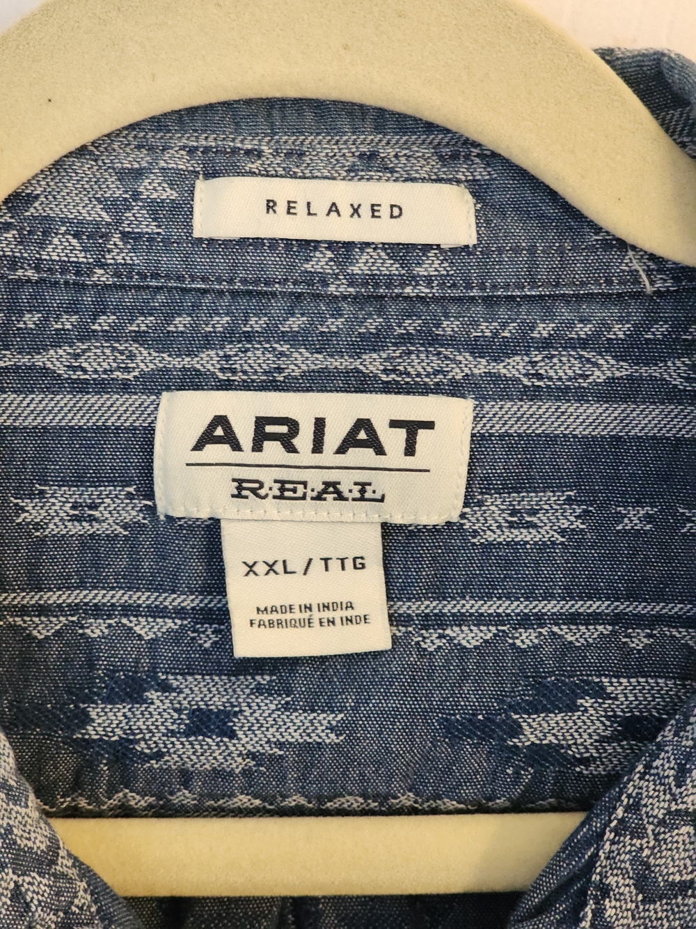 ARIAT Vintage Blue Aztec-Pattern Button-Down Shirt Plus Size XXL - Picture 7 of 11